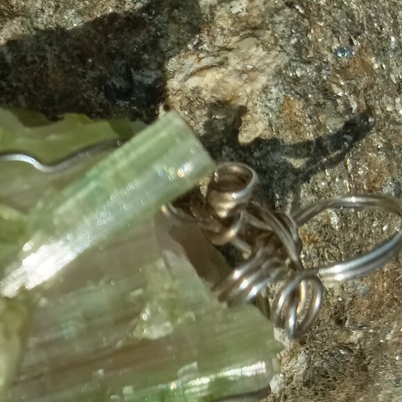 Watermelon Tourmaline Natural Cluster Pendant - Picture 2 of 4